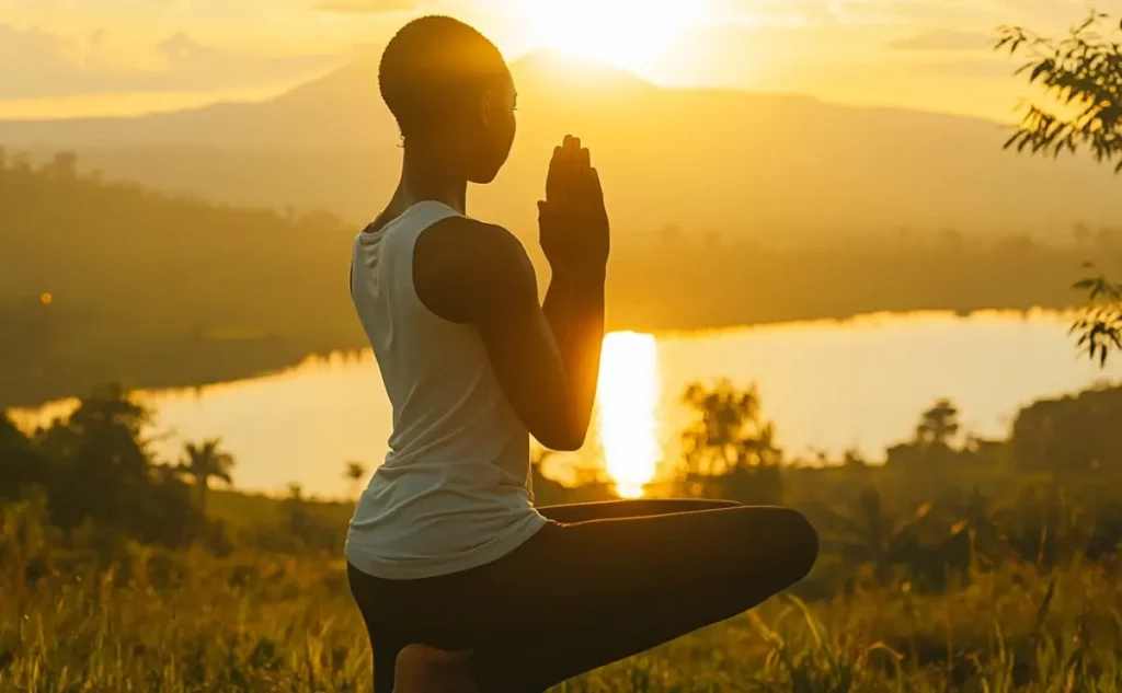 A woman doing yoga