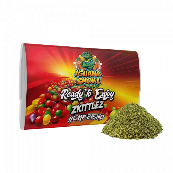 Zkittlez Hemp Blend by Iguana Smoke with fruity aromatic ground CBD flowers